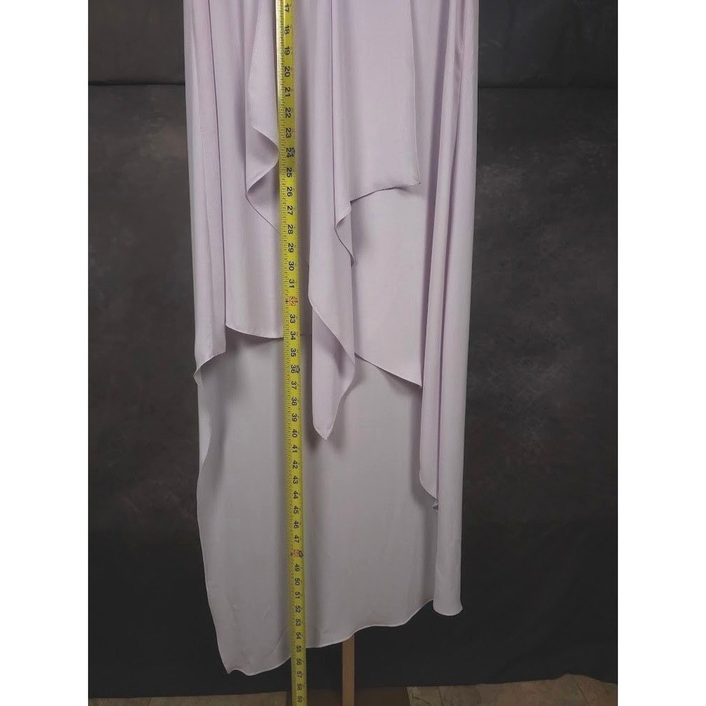BCBGMAXAZRIA Lavender Tara Cascade Ruffle Dress Small High Low Sheer Tunic - Picture 6 of 7